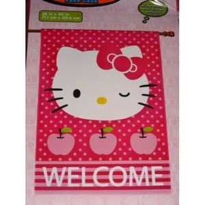 HELLO KITTY House Flag 28”x40” PINK WINK Hair Bow Pink Apples No Pole NIP